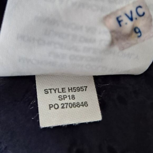 J. Crew Eyelet Lace Dress Long Sleeve Flutter Hem Mini Navy Blue Womens Size 12 - Picture 14 of 15